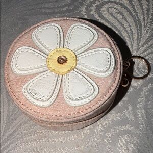 Lauren Conrad Round Pink Floral Coin Pouch with Daisy Applique